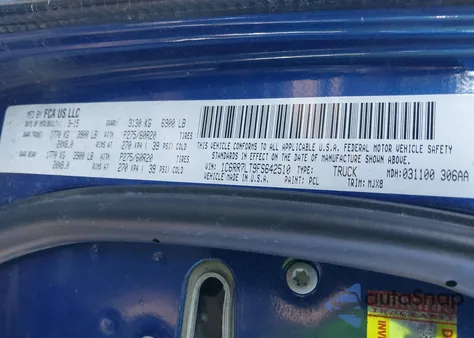 2015 Ram 1500 Big Horn from USA, damaged, VIN 1C6RR7LT9FS642510